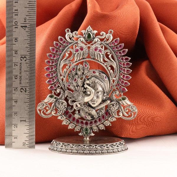 925 silver 2D Krishna idol, weighing 91g and measuring 10.5cms, featuring intricate design with vibrant details and 925 purity stamp