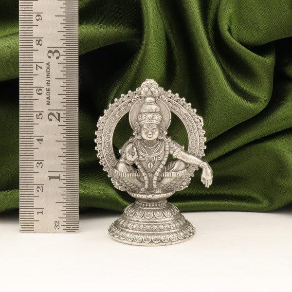 925 silver Ayyappa idol, 53g, 6.5cms height, next to ruler on green background