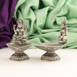 925 Silver 2D Lakshmi Articles Deepam AD-37 - P S Jewellery