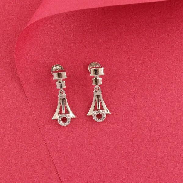 925 Silver Rati Women Danglers DAN-145, 4g, 925 purity, elegant design on red background