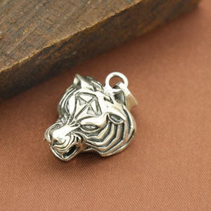 925 silver tiger men pendant MP-38, 12g weight, showcasing intricate tiger head design, high quality silver pendant