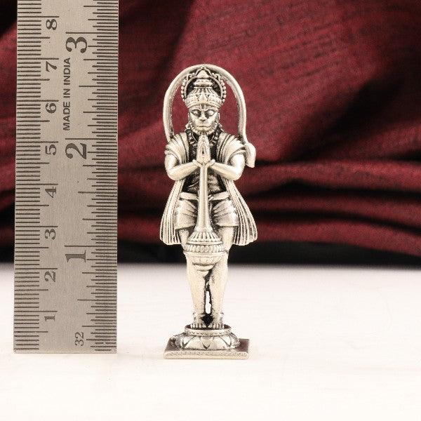 925 Silver 3D Hanuman Idol AI-1046, 59g, 7cm tall - detailed view with ruler for size comparison.