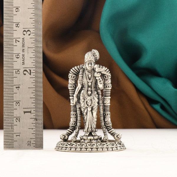 925 silver 3D Andal article idol weighing 63g and measuring 6.5cms in height, showcasing intricate design next to a ruler for scale.