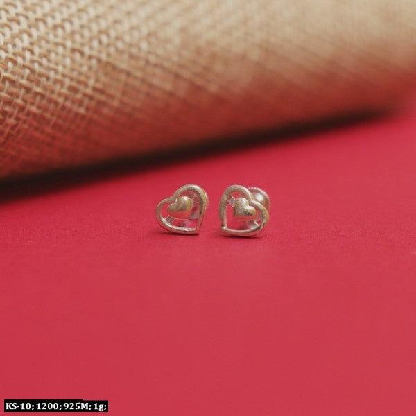 925 silver Kanchan kids heart-shaped studs KS-86, lightweight 1g, high purity 925 silver earrings