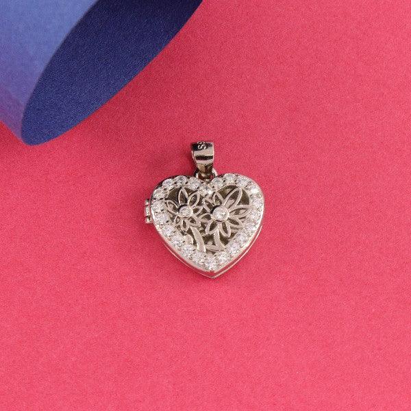 925 Silver Flower Heart Women Pendant WP-71 - P S Jewellery