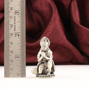 925 Silver 3D Hanuman Idol weighing 51g with 4.5cm length, depicted beside a ruler for scale.