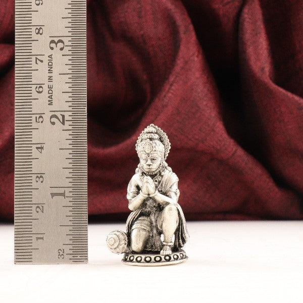 925 Silver 3D Hanuman Idol weighing 51g with 4.5cm length, depicted beside a ruler for scale.