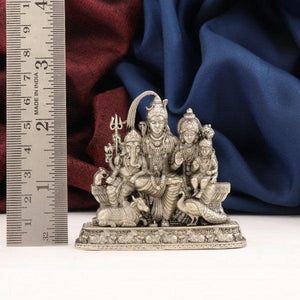 925 Silver Shiv Parivar Idol - 73g, 6cms - High Purity Decorative Article AI-726 with measurement guide.