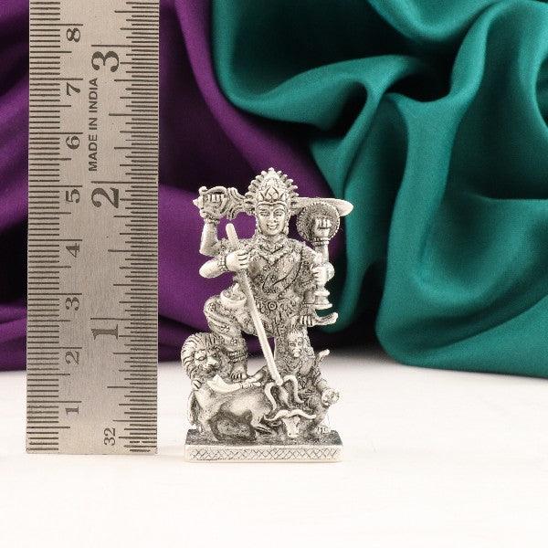 925 Silver 3D Mahakaali Idol, 71g, 5.5cms in Height, Ruler Scale for Size Comparison