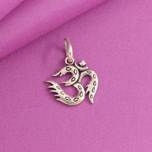 925 Silver Om God Pendant GP-148 on Purple Background