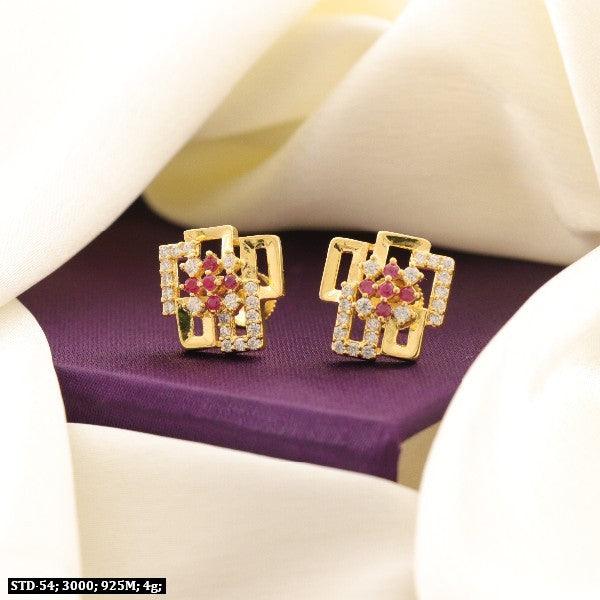 925 Silver Bhavani Women Studs STD-54 on display; 4g, 925 purity, elegant design with gemstone accents.