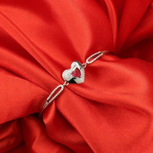 925 silver heart women kada WKD-155 on red fabric, adjustable, 9g, purity 925