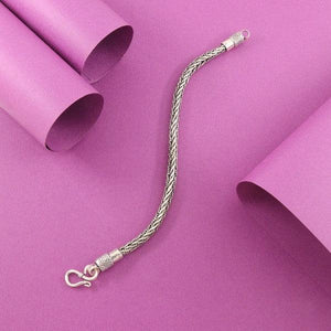 925 Silver Raman Men Bracelet MB-212, 31g, 21cm length, 925 purity on a purple background.