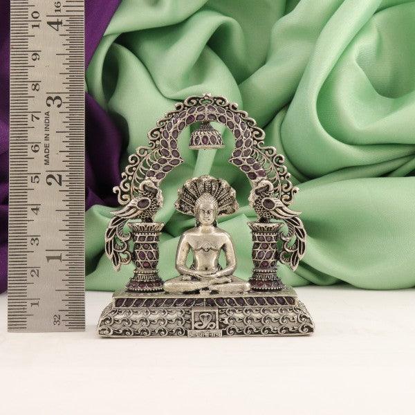 925 silver 3D Parshwanath idol, weight 90g, 7.5cm height, intricate design statue, purity 925 silver, religious decor, ruler for scale