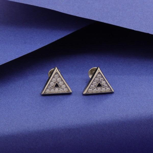 925 silver triangle women studs STD-223, 3g, 925 purity, stylish geometric earrings.