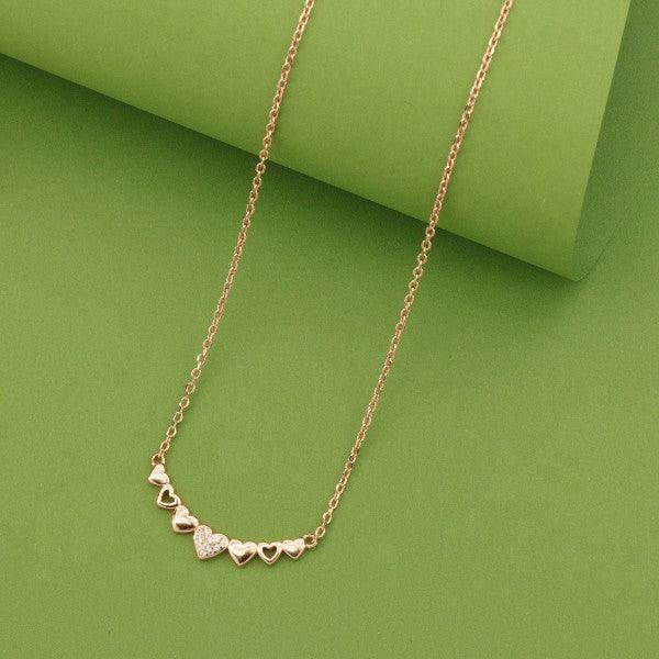 925 Silver Heart Women Necklace NK-160 on green background, showcasing delicate design and craftsmanship.