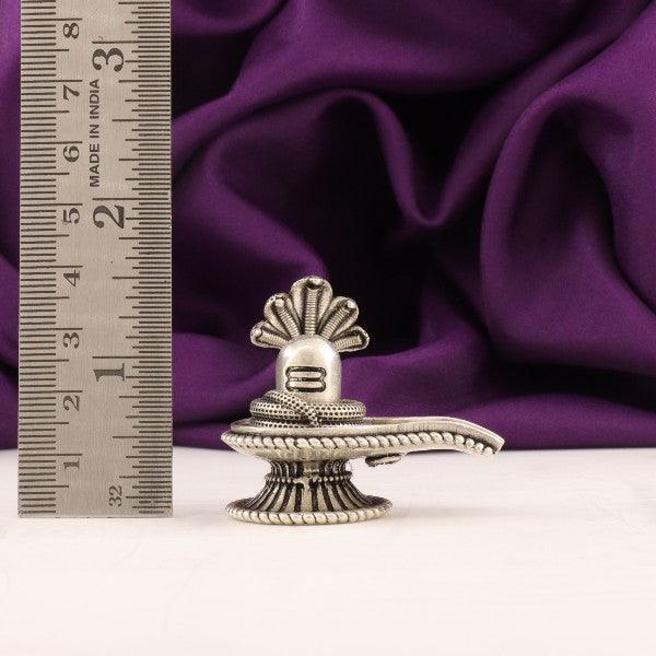 925 Silver 3D Shivling Idol, 63g, 4cms, Purity 925 with Ruler for Scale