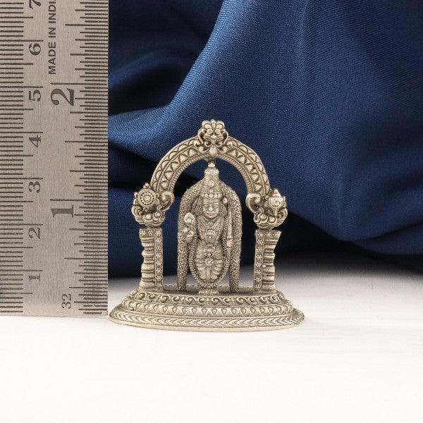 925 silver 2D Satyanarayana Swamy idol, 4.5cm tall and weighing 24g, displayed with a measuring scale for size comparison.