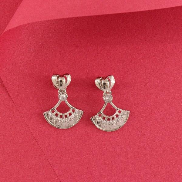 925 Silver Navya Women Danglers DAN-134 on red background, 4g, 925 purity.