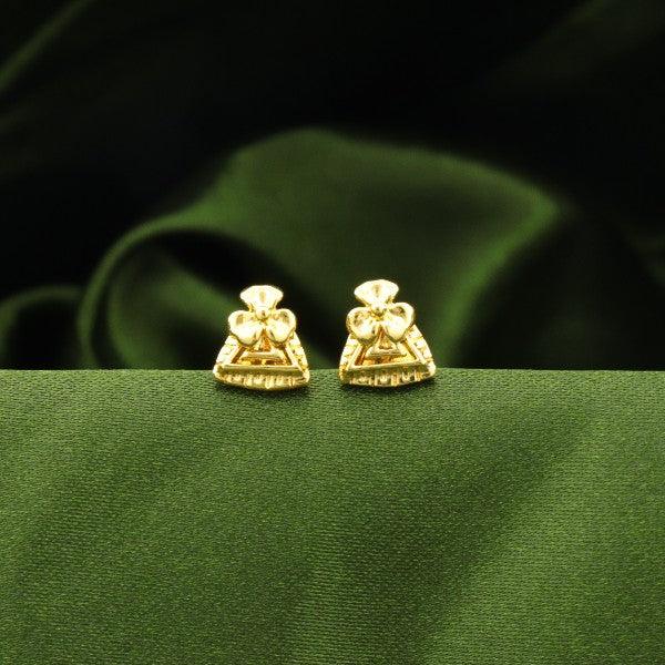 925 Silver Tarini Kids Studs KS-105 - 2g weight, 925 purity, triangle shape, displayed on green fabric.