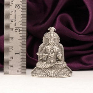 925 silver 2D Annapurna Devi idol weighing 35g and measuring 5cm in length, shown with ruler for scale, purity 925