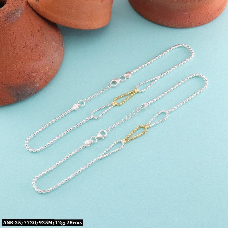 925 Silver Ilavalagi Women Anklets ANK-35, 12g, 28cm long, showcasing exquisite design in high-purity silver, perfect for elegant fashion.