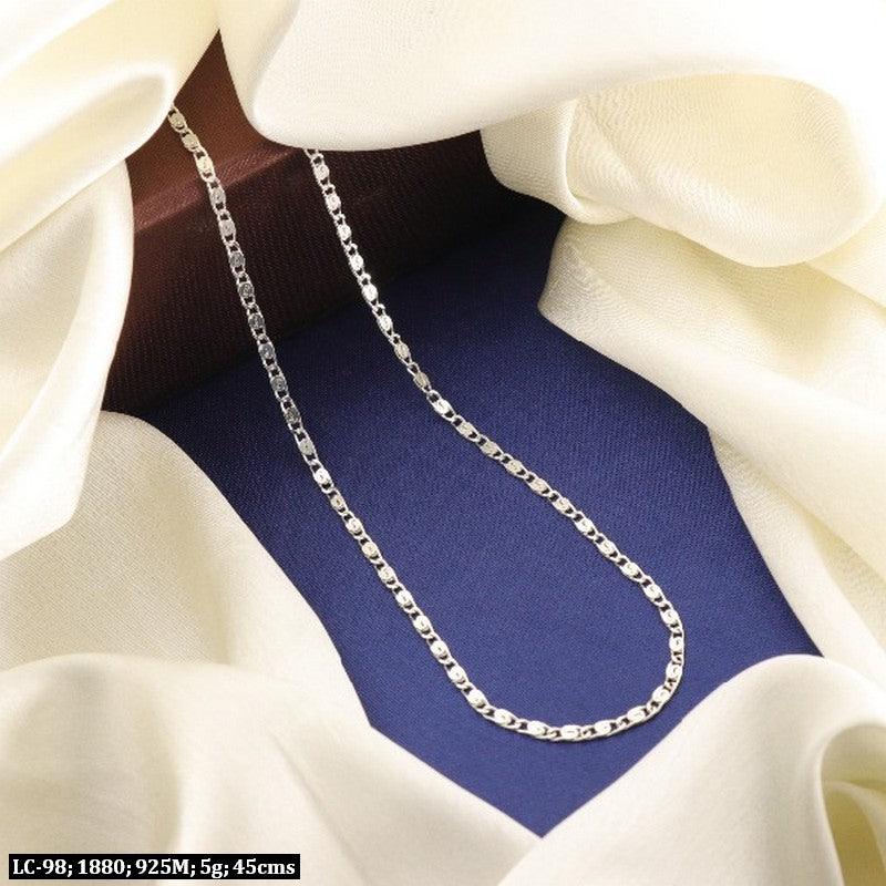 925 Silver Lalan Women Chain LC-98, 5g, 45cm Length, displayed on a fabric background.