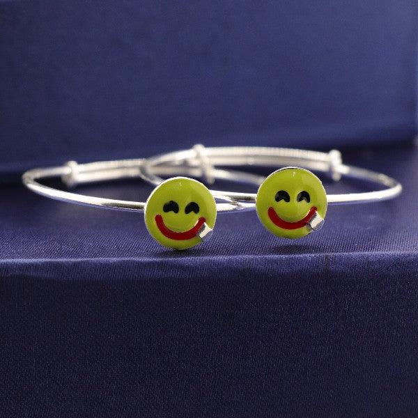 925 Silver Adrija Kids Kada KKD-51 adjustable with smiley face design, 10g, purity 925 silver