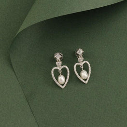925 Silver Heart Women Danglers DAN-122 - P S Jewellery