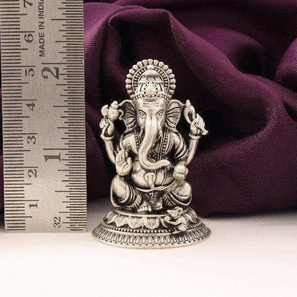 925 silver 3D Ganesha idol weighing 78g and measuring 5cm in length, placed next to a ruler for scale.