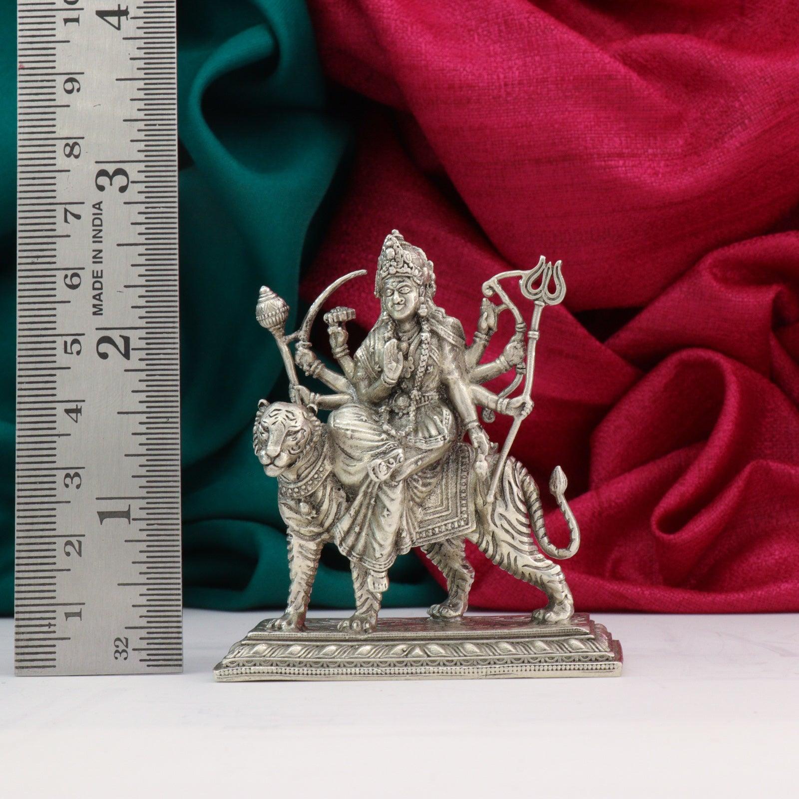 925 silver 3D Durga Devi idol weighing 166g and measuring 6.5cms in length