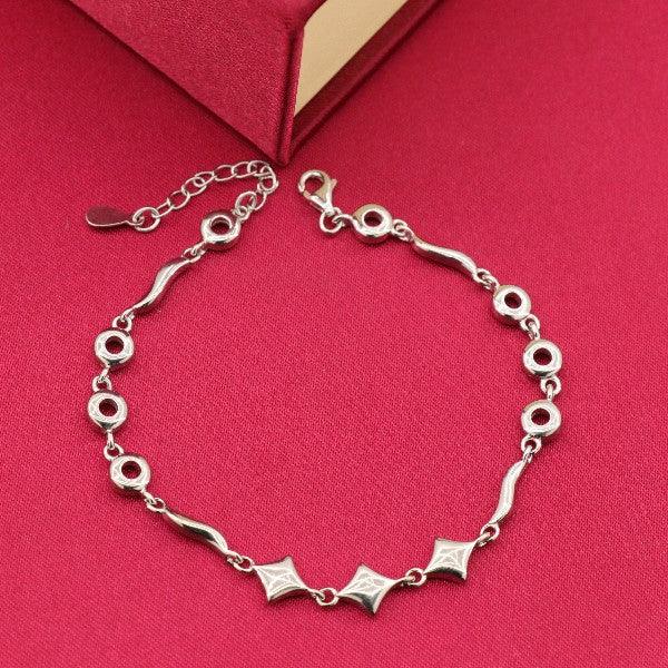 925 Silver Maina Women Bracelet LBR-197, 21cms, 7g, on red background