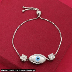 Stunning 925 silver eye women bracelet LBR-307 with adjustable length and 8g weight, featuring intricate design on a red background