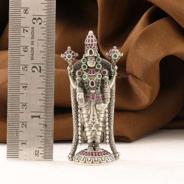 925 silver 3D Balaji idol AI-1191 weighing 52g and measuring 7cm with detailed craftsmanship, accompanied by a ruler for size reference.