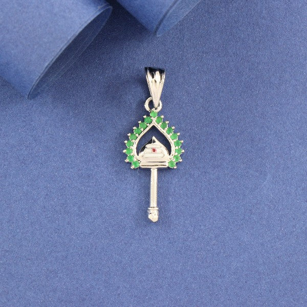 925 silver Vel God pendant GP-184 with green accents, 2g weight and 925 purity, displayed on a blue background.